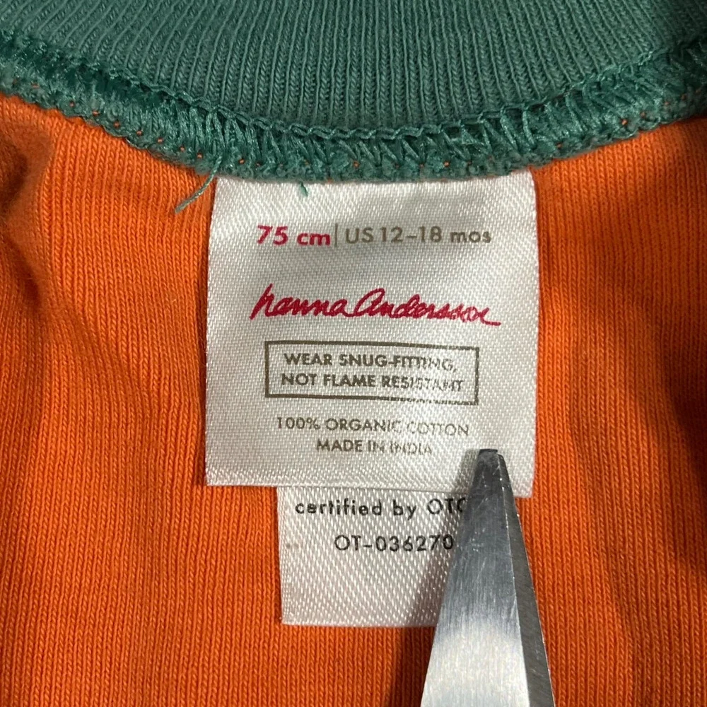 Hanna Andersson Kids Orange Pumpkin Jack-O-Lantern Organic Cotton Sleeper 12-18M